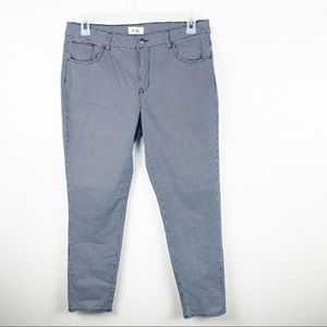 PER SE Navy and White Checkered Gingham Plaid High Rise Ankle Jeans 14 Picnic